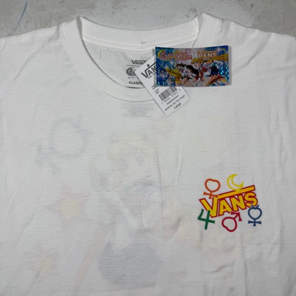 Vans Sailor Moon Collab Graphic T-Shirt Mens Large White Anime SkateNWT